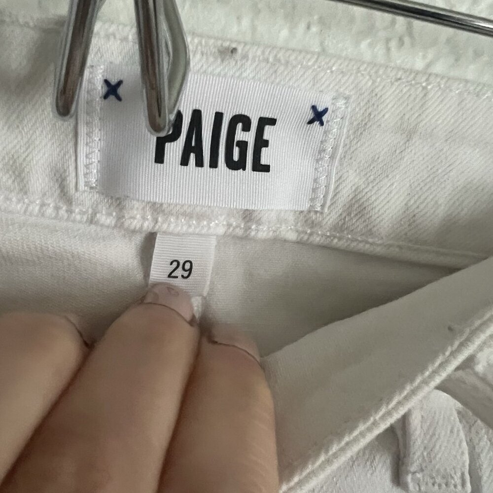 Paige 29” Waist Brigitte White Straight Leg Jeans 27” Inseam - Picture 3 of 8